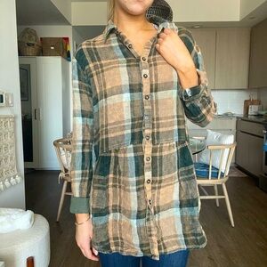 Free People Plaid button down